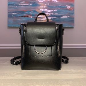 O-Ring Style Black Mini Backpack and Handbag